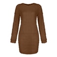 thumbnail image 4 of LUXUR Robe Chandail pour Femmes Chandail en Peluche Chandail à Manches Longues Mini Robes Ample en Molleton Brun 3TG, 4 of 4