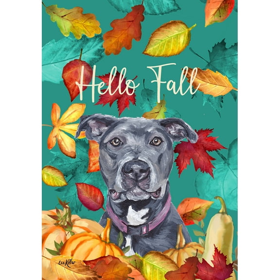 Pit Bull Blue - Hippie Hound Studios Fall Garden Flag