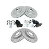 Front and Rear Ceramic Brake Pad and Cross Drilled and Slotted Rotor Kit - Compatible with 2009 - 2011 Audi A4 Quattro 4-Door (with Solid Rear Rotors) 2010