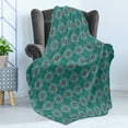 thumbnail image 4 of Vintage Soft Flannel Fleece Throw Blanket, Traditional Vibrant Tile Pattern Abstract Spanish Motifs, Cozy Plush for Indoor and Outdoor Use, 50" x 70", Jade Green Pale Blue Red, by Ambesonne, 4 of 5