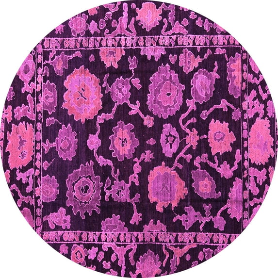 Ahgly Company Indoor Round Oriental Pink Traditional Area Rugs, 5' Round