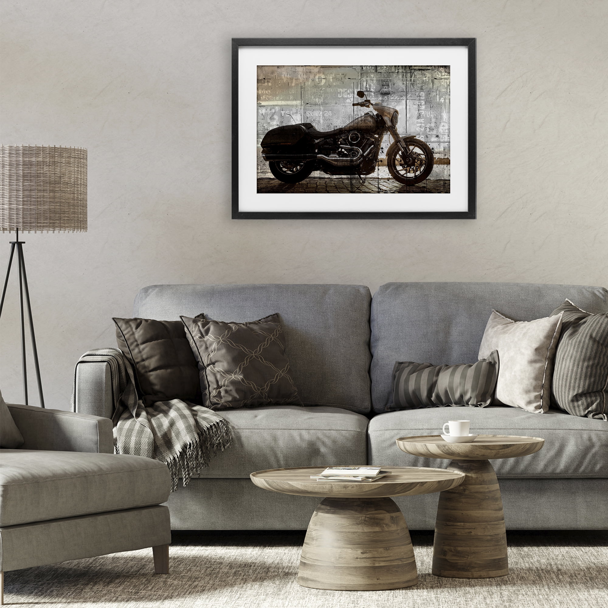 Stupell Industries Sunset Ride Motorcycle Black Framed Print Under Glass, design by Kim Allen