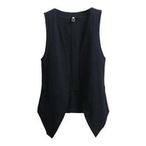 Women Linen Vest Tops Sleeveless Polyester Button Down Spring Summer Casual Outfits