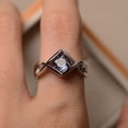 thumbnail image 4 of Infinity band ring, round shaped alexandrite engagement ring, June birthstone, color changing gemstone, Solitaire ring, 4 of 4