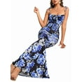 thumbnail image 3 of Women'S Summer Floral Bodycon Maxi Dress Spaghetti Strap Sleeveless Bohemian Maxi Dress Black M, 3 of 8