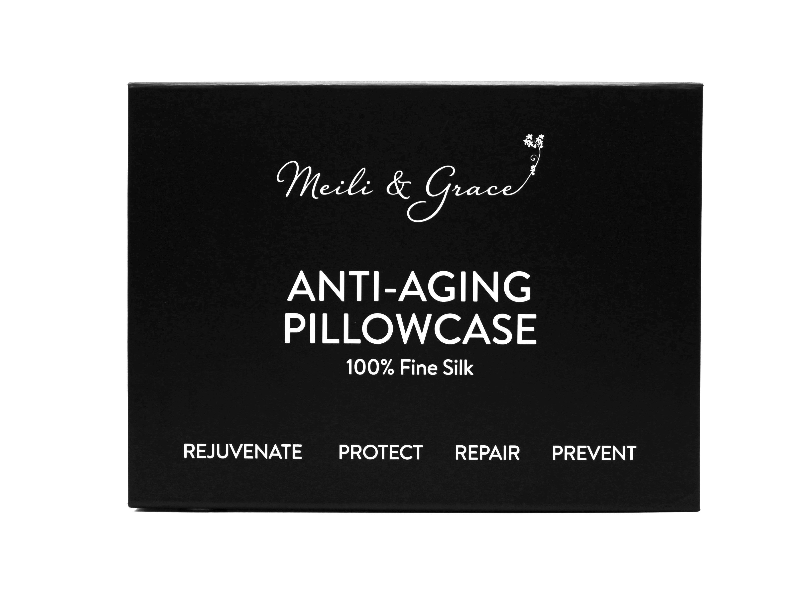Anti-Aging 100% Mulberry Silk Pillowcase by Meili Grace Standard/Queen Size Ivory White