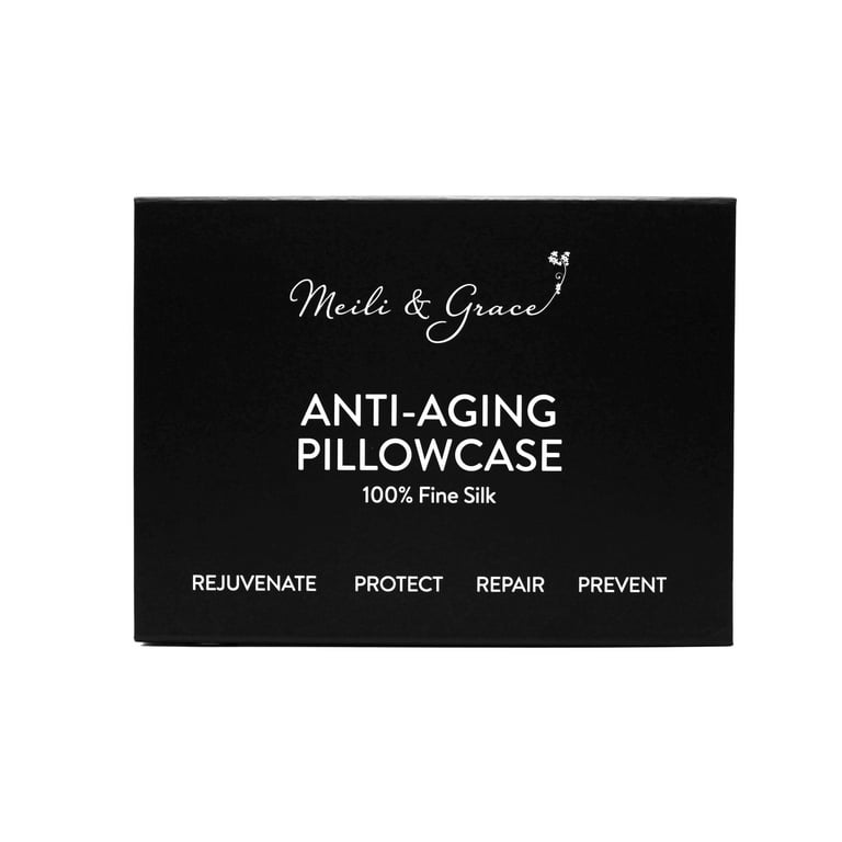 Anti Aging 100 Mulberry Silk Pillowcase by Meili Grace Standard Queen Size Ivory White