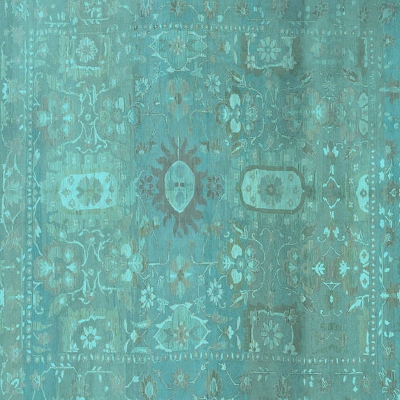 Ahgly Company Indoor Square Abstract Light Blue Modern Area Rugs, 4' Square