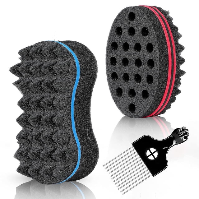 Juego de 3 esponjas para el cabello, Esponja para rizos para cabello de hombres y mujeres, Esponja giratoria para rizos afro