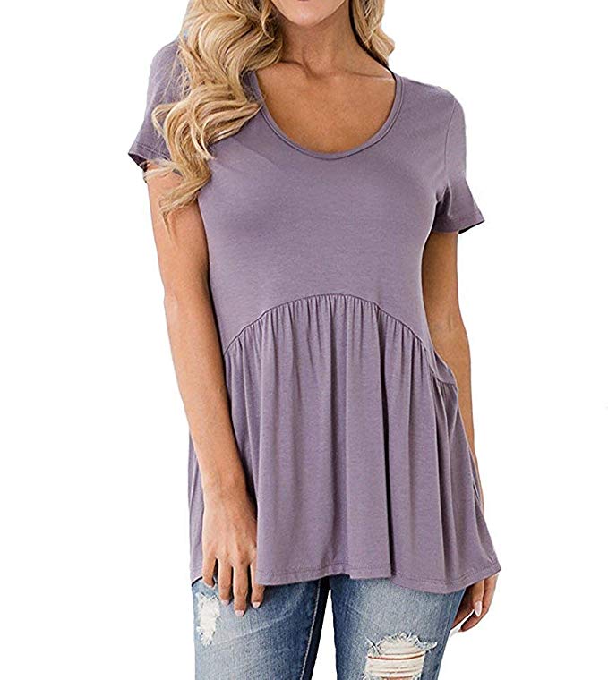Flared Hem Tunic Loose Fitting Tops 