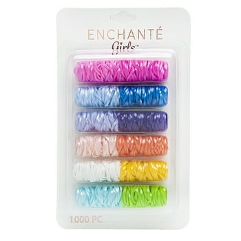 Enchante Hair, Ponytail Holder Hair Ties, Polybands, Mini Size, Assorted Colors, 1000 Ct
