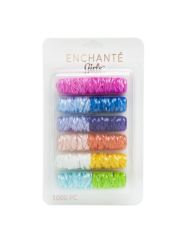 Enchante Accessories Girls' Polyband Elastic Hair Ties, Assorted Colors, 1000 Count