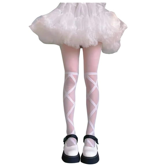 Fesfesfes Cross Strap Pantyhose Women Thin Elegant Versatile Socks Women's Bottom Hosiery Socks