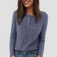 thumbnail image 4 of felwors Womens Long Sleeve Henley Shirts Button Down Tunic Tops Fall Lightweight Sweaters Business Casual Blouses 2025 Blue, XXXL, 4 of 5