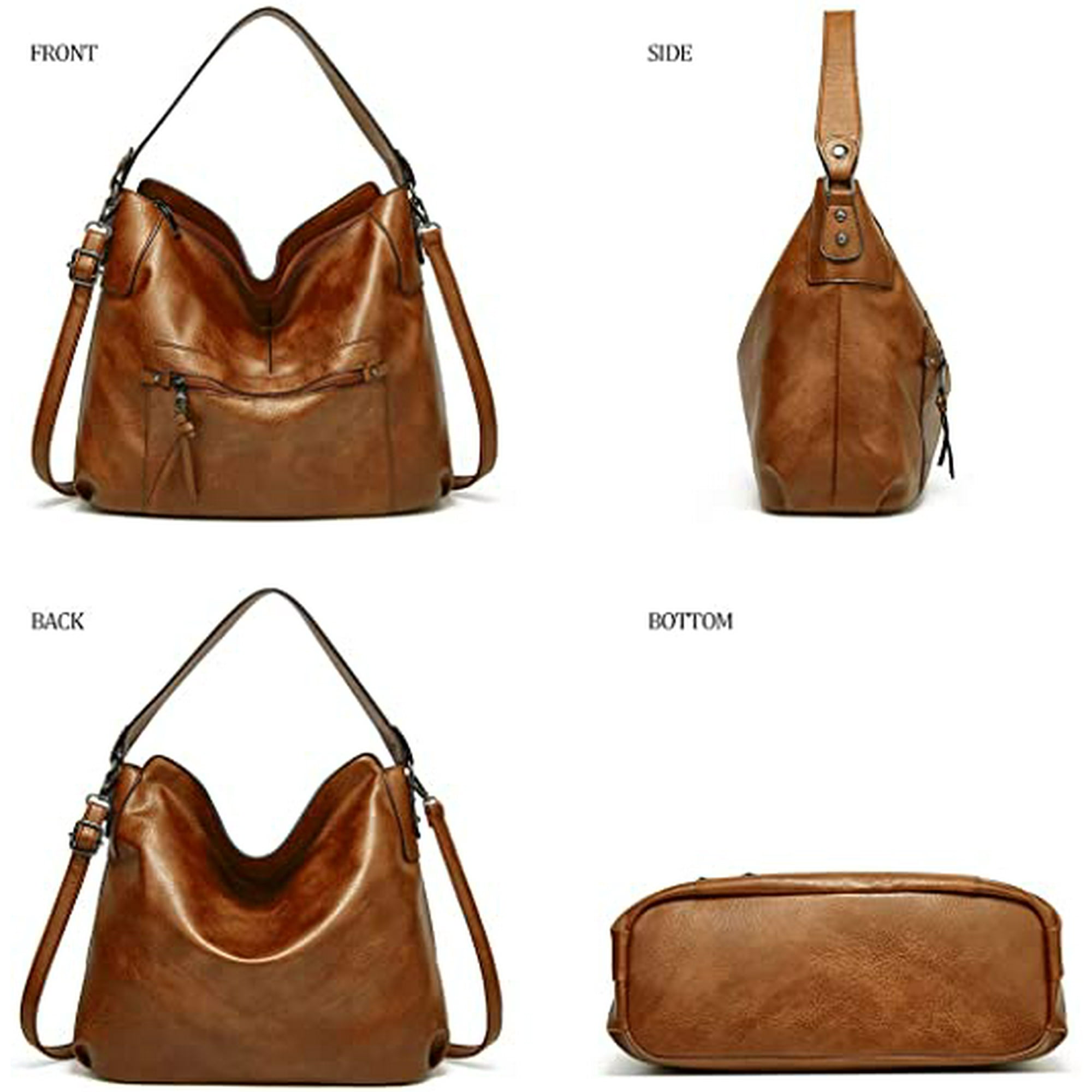 Gladdon Hobo Bags For Women ladies Tote Bags Large Capacity Handbags Leather Crossbody Shoulder Bags With Small Purse Set 2pcs Brown