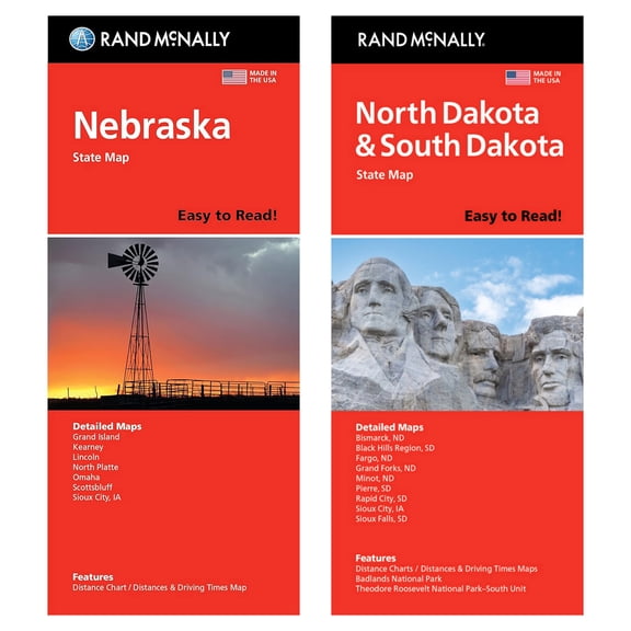 Rand McNally State Maps: Nebraska and North Dakota/South Dakota (2 Maps)