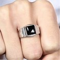 thumbnail image 4 of Black Agate Ring Mens Opening Adjustable Fashion Jewelry Mens Cupronickel Gift, 4 of 5