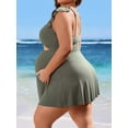 thumbnail image 5 of Sociala Maternity Ribbed One Piece Swimsuit Ruffle Twist Front Bathing Suit Retro Ruffle Swimwear, 5 of 6