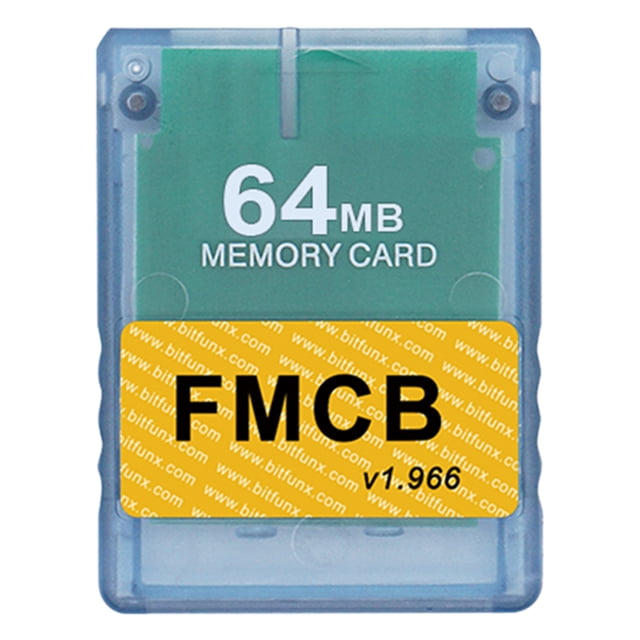 【64MB V1.966 Azul Transparente】Tarjeta Memoria PS2 8MB/16MB/32MB/64MB/FMCB Tarjeta Memoria MCboot V1.966 (64MB Azul