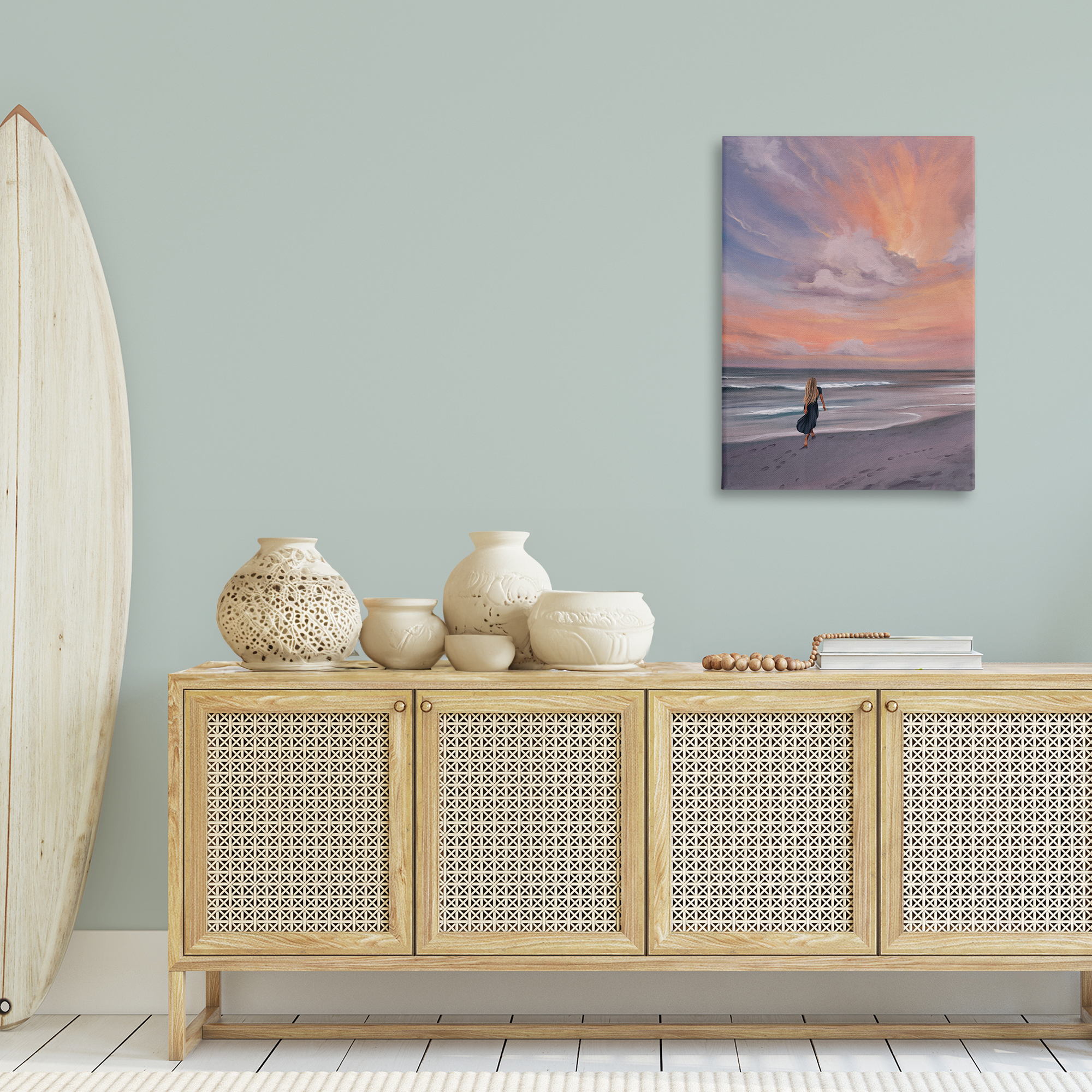 Stupell Industries Sunset Beach Walk Nautical & Beach Painting Wrapped Canvas Art Print Wall Art, 24 x 36