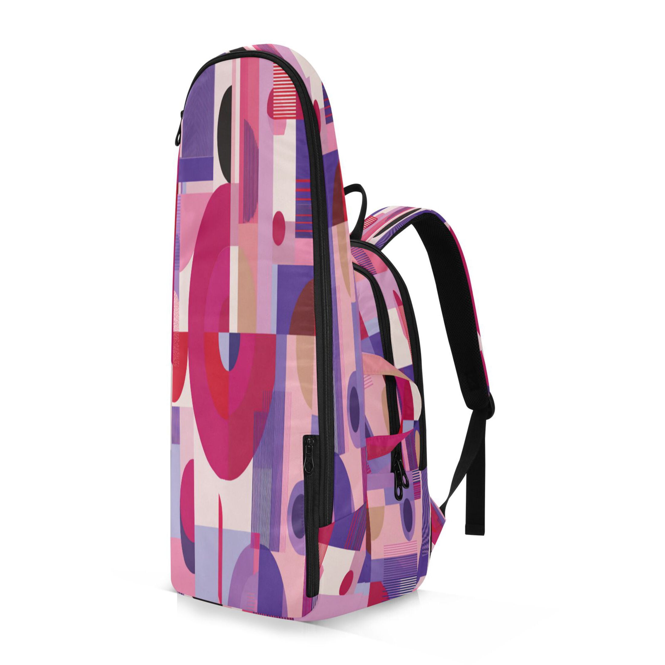2 Racquet Holder Tennis Backpack Tennis Racket Covers Gym Bags Pink and Purple Record Pattern