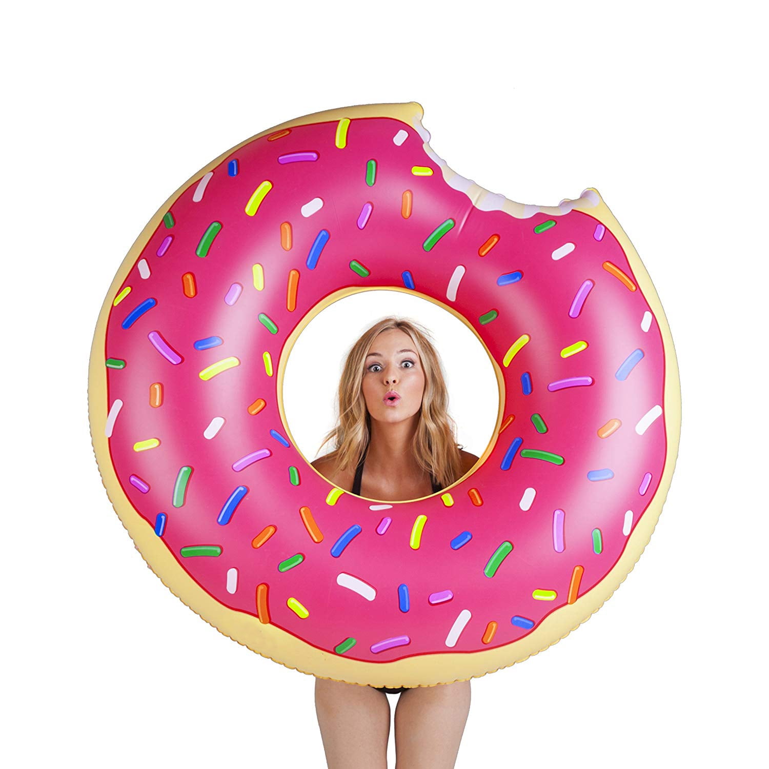 Inflatable Huge 42" DONUT Turbo Tube Swim Ring Doughnut Swimming Lilo Pool Fun 