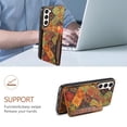 thumbnail image 4 of for Samsung Galaxy S23 Plus Luxury Premium PU Leather + TPU Case with 3 Card Slots, Kickstand Back Case Floral Pattern Skin-Friendly Shock-resistance Cover for Samsung Galaxy S23 Plus, Autumn, 4 of 6