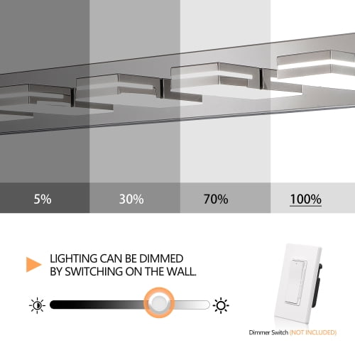 Hi-LIGHTS,5-Lights Modern Chrome LED Vanity Light,Wall Sconce,Sleek Minimalist Design,Energy-Efficient for Bathroom,Dressing room,Living Room,Bedroom(Chrome)