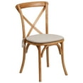 thumbnail image 3 of Emma + Oliver Stackable Oak Wood Cross Back Chair with Cushion, 3 of 7