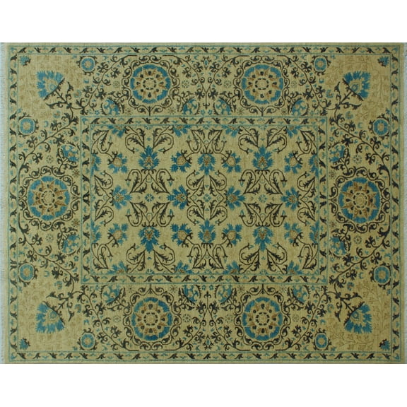 Aria Marilynn Ivory/Lt. Blue Rug, 8'0" x 9'10"