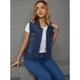 thumbnail image 3 of DARING DIVA Women's Denim Vest Button Down Sleeveless Jean Jacket S Dark Blue, 3 of 7