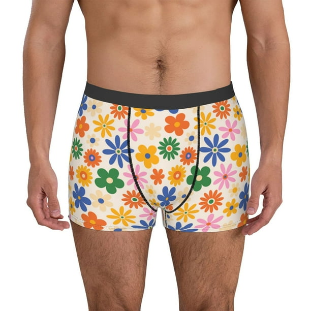 Fotbe Groovy Daisy Flowers Calzoncillos Tipo Boxer con Bolsa de Soporte Total para Hombre, X-Temp Fresco, Transpirable y de Secado Rápido-X-Large
