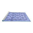 thumbnail image 2 of Ahgly Company Machine Washable Indoor Round Abstract Blue Modern Area Rugs, 4' Round, 2 of 4