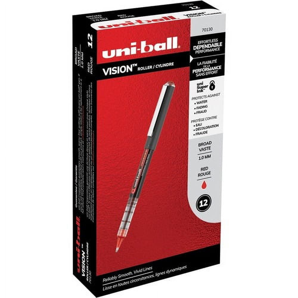 uni-ball Vision 1.0mm Point Rollerball Pen Broad Pen Point - 1 mm Pen Point Size - Red - 12 / Dozen