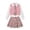 Pink, variant on Girls 4 Piece Preppy Outfit Set, Long Sleeve Collared Shirt Knit Vest Plaid Tie Pleated Skort Uniform for Back to School Daily Outdoor Casual Wear(Pink,5-6 Years)