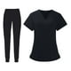thumbnail image 4 of Conjuntos Médicos para Mujer, Uniformes de Trabajo de Enfermera, Ropa de Trabajo, Camisetas Y Pantalones Médicos Transpirables con Cuello en V, Lavabl negro, 4 of 8