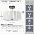 thumbnail image 3 of BESTOMINE Semi Flush Mount Ceiling Light,12.5 inch Ceiling Light Fixture,Black Flush Mount Light Fixture with Pleated Fabric Drum Shade,Light Fixtures Ceiling Mount for Bedroom,Living Room,Hallway, 3 of 6