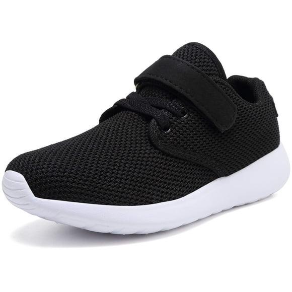 TOEDNNQI Boys Girls Sneakers Kids Lightweight Breathable Strap Athletic Running Shoes for Toddler/Little Kid/Big Kid 179-Black/White Size 7