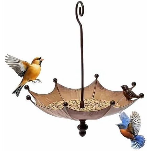 Umbrella Shaped Hanging Bird Feeder Tray Bird Bath for Outdoor Garden Yard Decoration