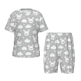 thumbnail image 1 of Xecao Rabbit And Cloud Pattern Short-Sleeved Pajama Set for Kids Soft Cotton-Like Sleepwear with Elastic Waistband and Side Pockets for Boys and Girls-Small, 1 of 6