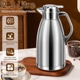 thumbnail image 3 of 2.3 Litre Stainless Steel Thermal Carafe Double Wall Insulated Vacuum Jug Vacuum Insulated Coffee Pot with Press Button Top 24 Hrs Heat Cold Retention for Coffee Milk Tea Beverage Juice etc, 3 of 10