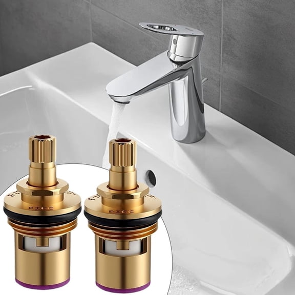QHUDLV Brass Ceramic Disc Cartridge Faucet Valve Replacement Quarter Turn 1/2 for Bathroom Kitchen Tap Faucet Parts