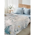 thumbnail image 5 of Teal Gray Gold Flat Sheets Only King Size, Soft Breathable Bed Top Sheets for Mattress, Modern Minimalist Abstract Gradient Art Luxury Bedding Flat Sheets for Home Hotel Bedroom Bed Protection, 5 of 9