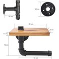 thumbnail image 2 of Industrial Wooden Shelves Iron Pipe Racks - Wrought Iron Wall Mounted Rack For Bathroom - Retro Style Toilet Paper Holder, 2 of 5
