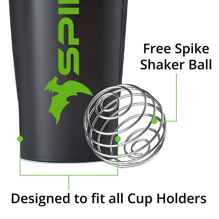 Spike Protein Shaker Blender Bottle for Whey Protein Mix, Cycling, Gym Water Bottle with Stainless Steel Blender Ball 700ml (Black, Pack of 1)