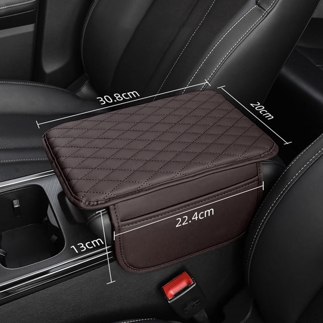 Car Storage Bag Microfiber Leather Center Console Cover with Two Organizers Universal Armrest Cushion for All Vehicle Interiors