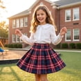thumbnail image 6 of Uniform Skirts for Girls Toddler Skirts Elastic Plaid Pleated Skirt Athlecic Waistband Built in Shorts Blue,7-8 Years, 6 of 9