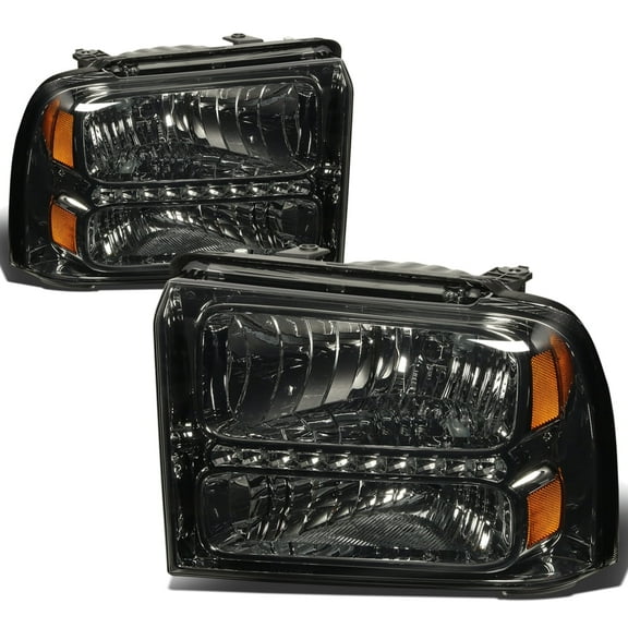 DNA Motoring For 05-07 Ford F250 F350 Super Duty LED DRL Smoked Amber Corner Headlight Lamps Pair