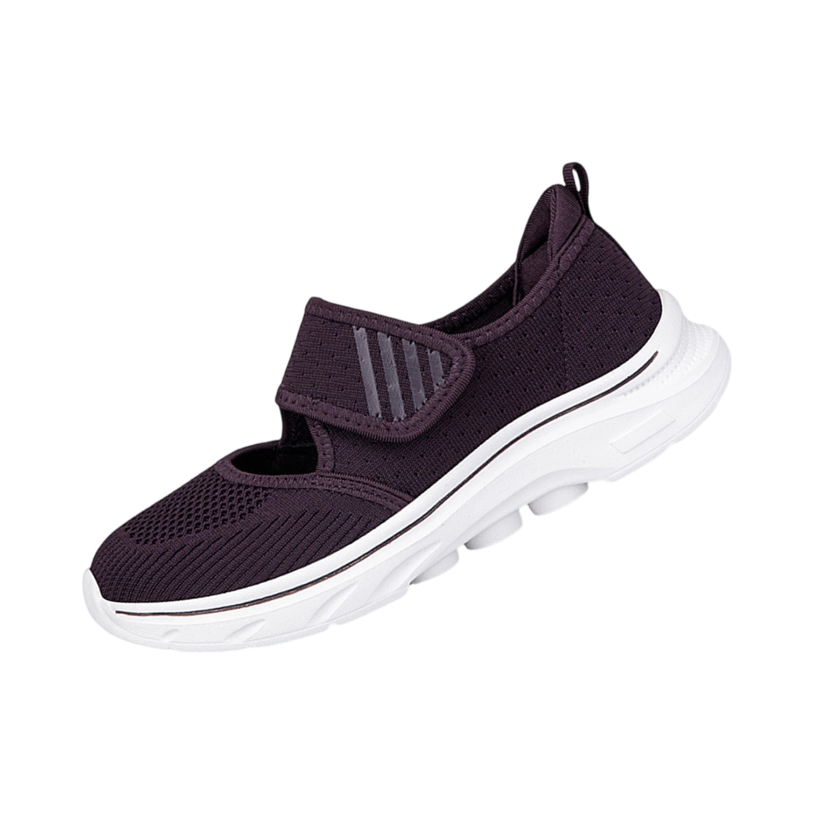 NexTorq Walking Shoes Women, Women's Mesh Adjustable Nurse Shoes Comfortable Hollow Breathable Working Orthotic Wedges Mary Jane Lightweight Out Granny Non-Slip Walking Shoe Dark Purple 6