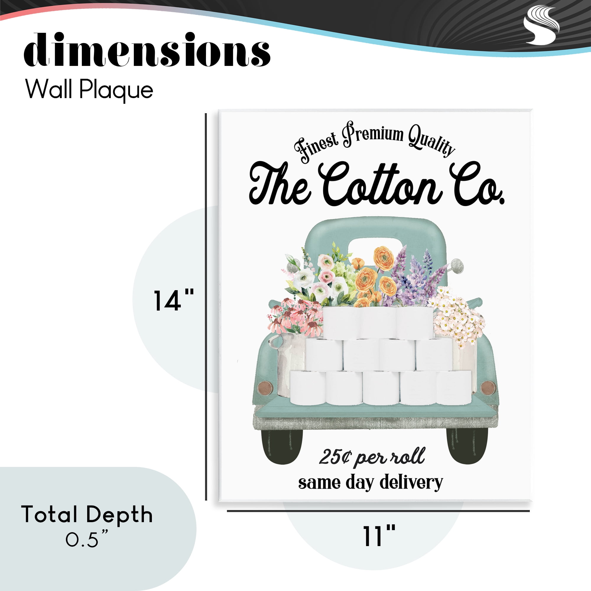 Toilet Paper Delivery Truck Wall Plaque Art, design by Lettered and Lined